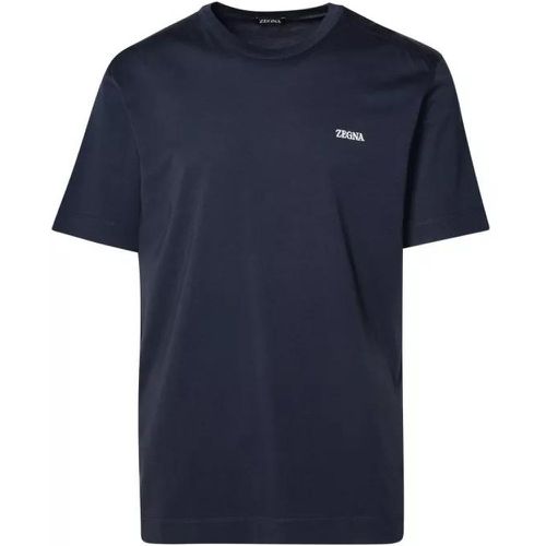 Blue Cotton T-Shirt - Größe 48 - black - Zegna - Modalova