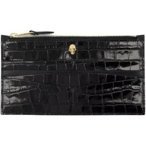 Portemonnaie - Flat Zip W/Cc Wallet - Black - Leather - Gr. unisize - in - für Damen - alexander mcqueen - Modalova