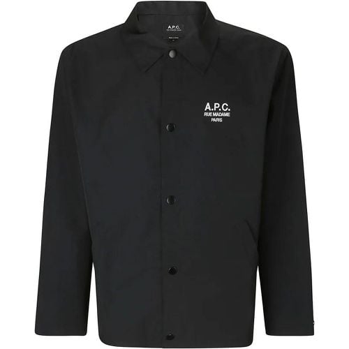 Snap Button Shirt Jacket With Embroidered Logo - Größe L - A.P.C. - Modalova