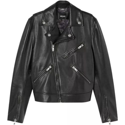 Black Diagonal Zip Biker Jacket - Größe 50 - black - Versace - Modalova