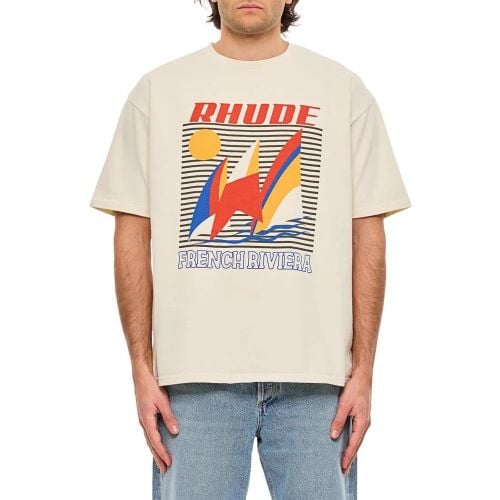 White Graphic Print T-Shirt - Größe L - Rhude - Modalova