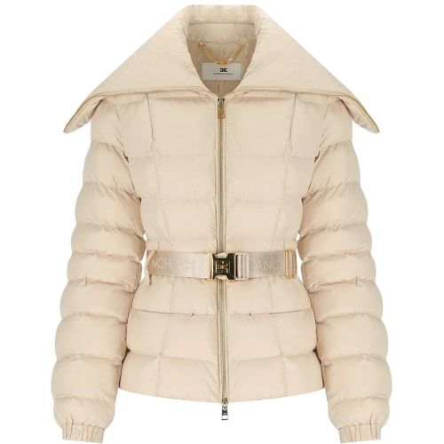 CREME WATTIERTE JACKE MIT GÜRT - Größe 40 - Elisabetta Franchi - Modalova