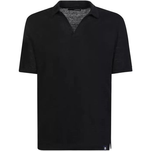 V-Neck Polo Black Shirt - Größe 52 - black - Lardini - Modalova