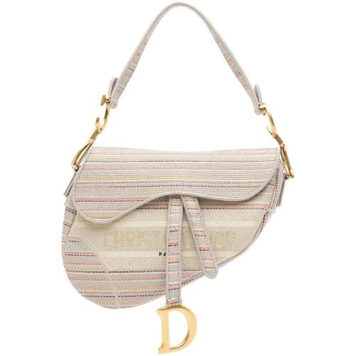 Shopper - Embroidered Canvas Stripes Saddle Bag - Gr. unisize - in Gold - für Damen - Christian Dior - Modalova