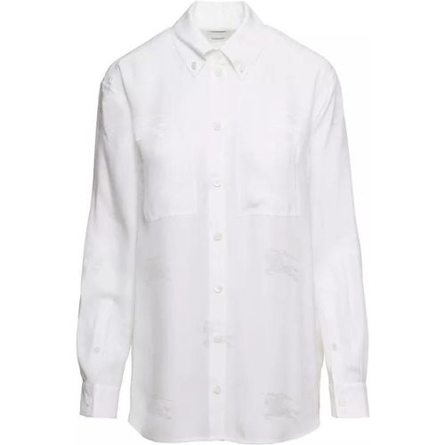 White Oversized Shirt With All-Over Embroidery Pri - Größe 6 - white - Burberry - Modalova