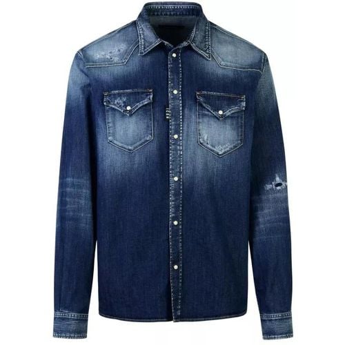 Blue Cotton Shirt - Größe 48 - blue - Dsquared2 - Modalova