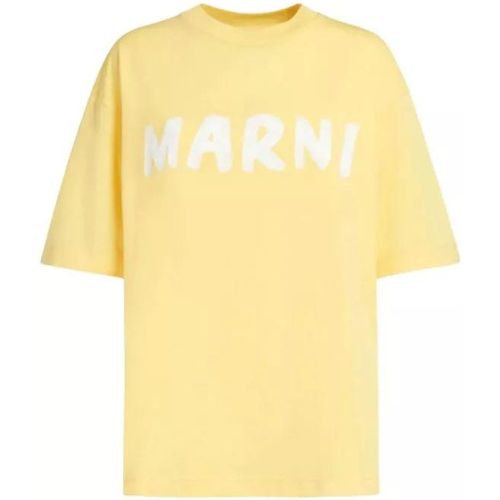 Light Yellow Logo-Print Cotton T-Shirt - Größe 38 - yellow - Marni - Modalova