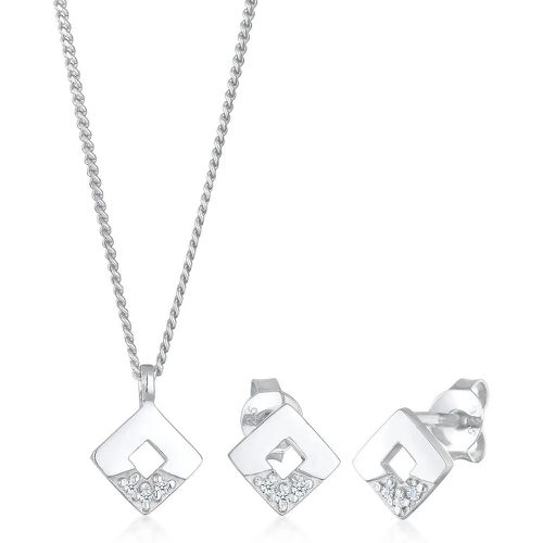 Halsketten - Schmuckset Diamanten (0.045 ct) Geo Design 925 Sil - Gr. unisize - in Silber - für Damen - Elli - Modalova