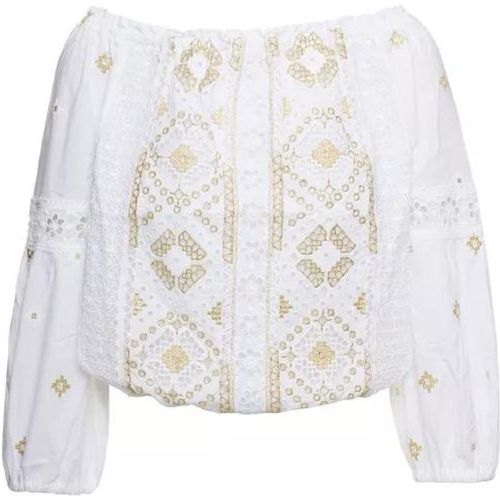 Off-Shoulder Embroidered Blouse In White Cotton - Größe L - white - Temptation Positano - Modalova
