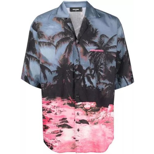 Palm Tree-Print Short-Sleeved Shirt - Größe 52 - gray - Dsquared2 - Modalova