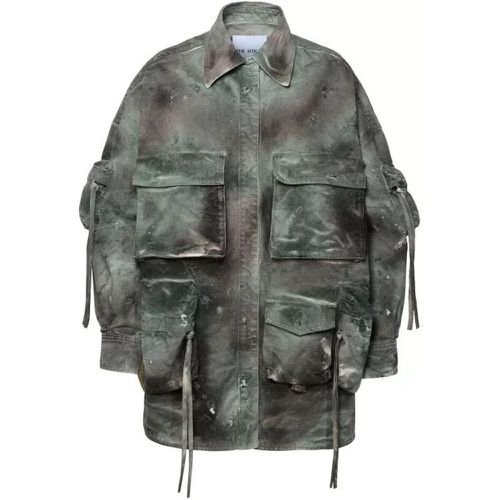Fern' Short Coat In Green Camouflage Denim - Größe 38 - green - The Attico - Modalova