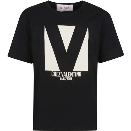 Cotton Jersey Crew Neck T-Shirt With Logo Print - Größe L - Valentino Garavani - Modalova