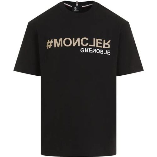 Ss Black Cotton T-Shirt - Größe L - Moncler - Modalova