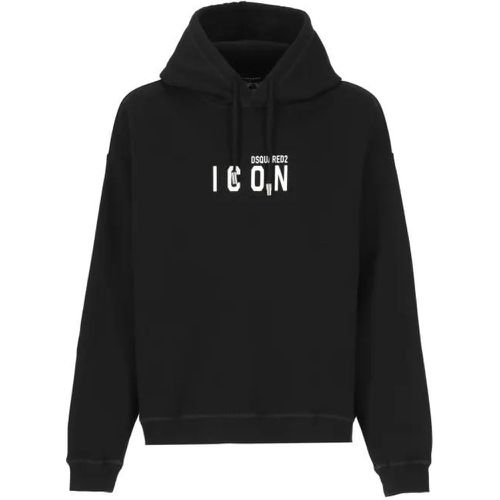 Black Cotton Hoodie With Logo - Größe L - Dsquared2 - Modalova