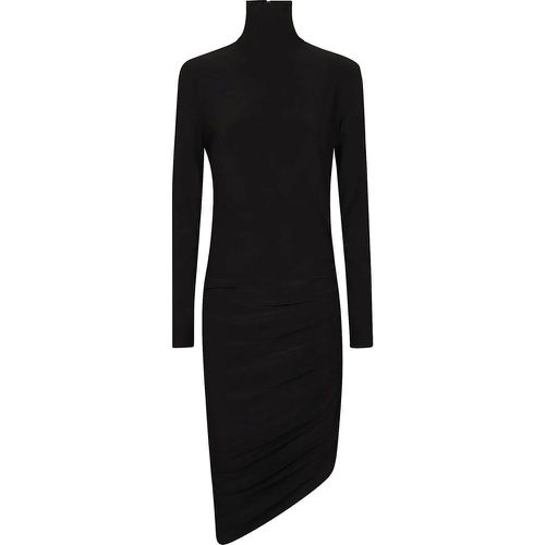 Long Sleeve Turtle Neck Side Drape Dress Black - Größe M - Norma Kamali - Modalova