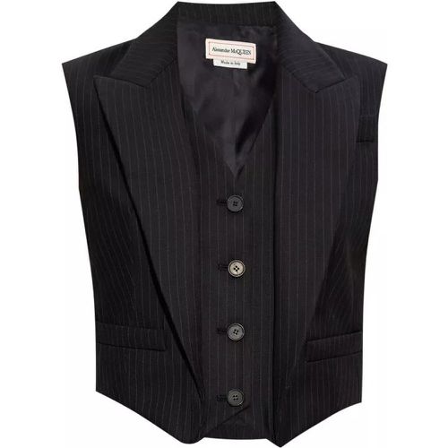 Wool Pinstripe Gilet - Größe 42 - schwarz - alexander mcqueen - Modalova