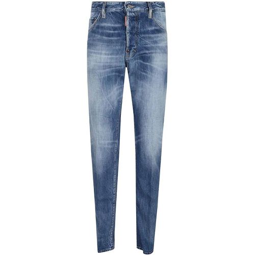 Five Pocket Stretch Denim Trousers With Logo Label - Größe 50 - Dsquared2 - Modalova