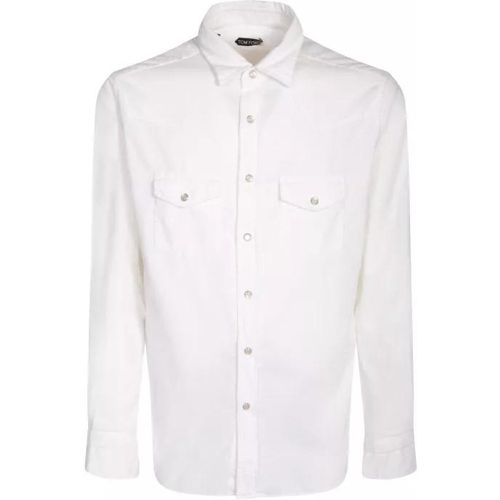Western Shirt Made Of Cotton With Velvet Effect - Größe 39 - white - Tom Ford - Modalova
