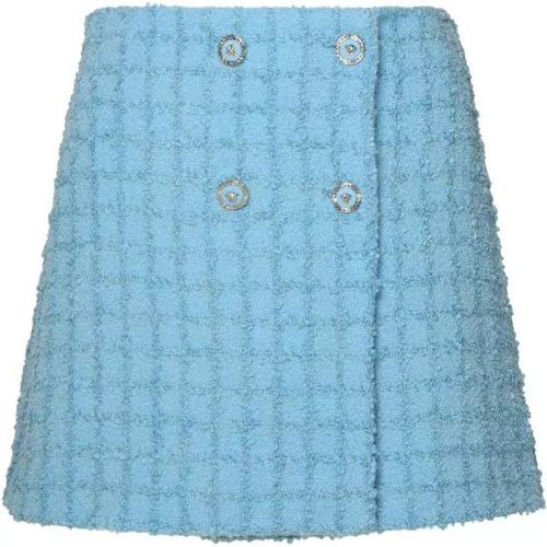 Skirt In Light Blue Virgin Wool Blend - Größe 40 - blue - Versace - Modalova
