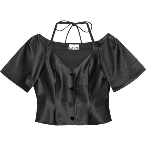 Bluse aus Satin - Größe 40 - black - Ganni - Modalova
