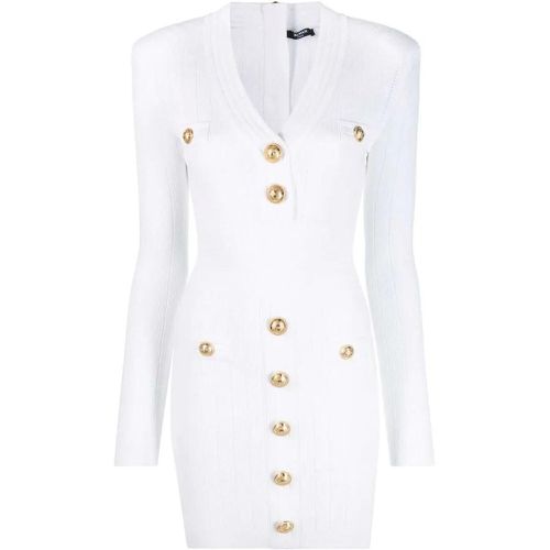 Button-Embellished Ribbed-Knit Minidress - Größe 38 - Balmain - Modalova