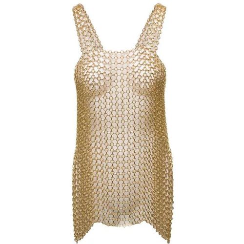 Gold-Tone Mini Dress With Shoulders Straps And Sid - Größe ONE SIZE - gold - Silvia Gnecchi - Modalova