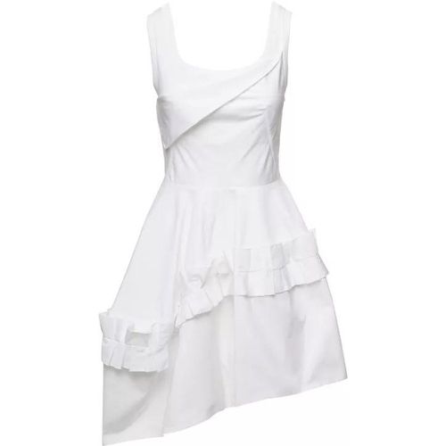 Mini White Asymmetric Dress With Oversize Ruche In - Größe 44 - white - alexander mcqueen - Modalova
