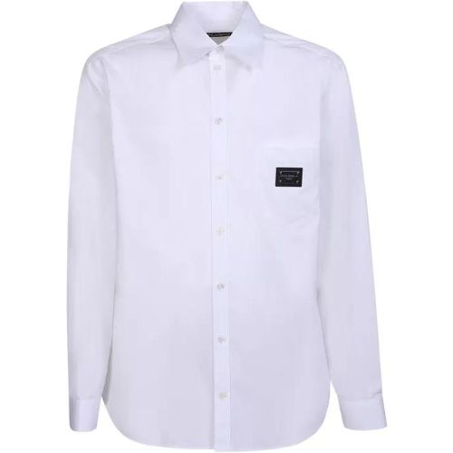 Logo Chest Patch White Shirt - Größe 41 - Dolce&Gabbana - Modalova