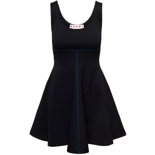 Mini Black Flared Dress With Contrasting Stitching - Größe 40 - black - Marni - Modalova