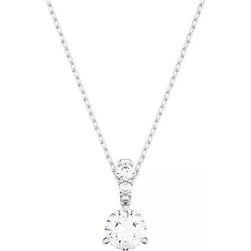 Halskette - Solitaire Necklace Round cut Rhodium plated - Gr. unisize - in Weiß - für Damen - Swarovski - Modalova