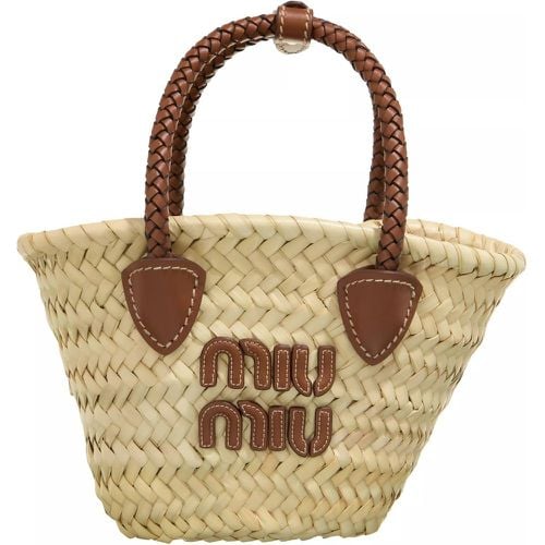 Tote - Logo Lettering Straw Tote Bag - Gr. unisize - in - für Damen - Miu Miu - Modalova