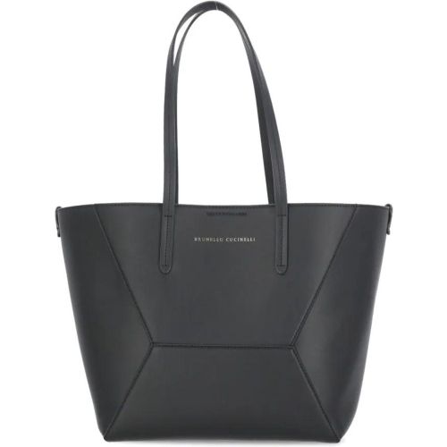 Totes & Shopper - Black Leather Shopping Bag - Gr. unisize - in - für Damen - BRUNELLO CUCINELLI - Modalova