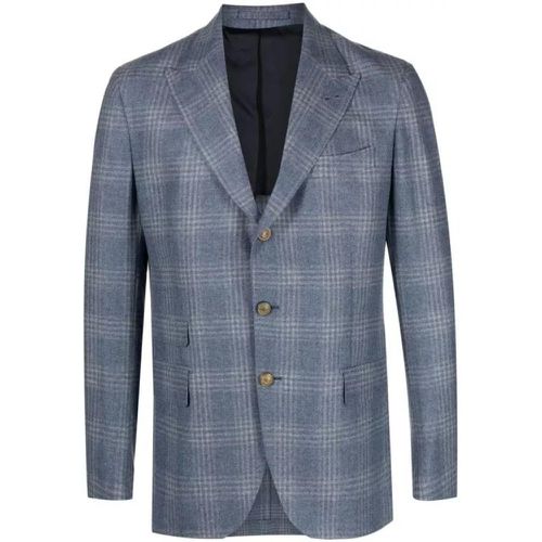 Blue Plaid Check Jacket - Größe 54 - blue - Eleventy - Modalova