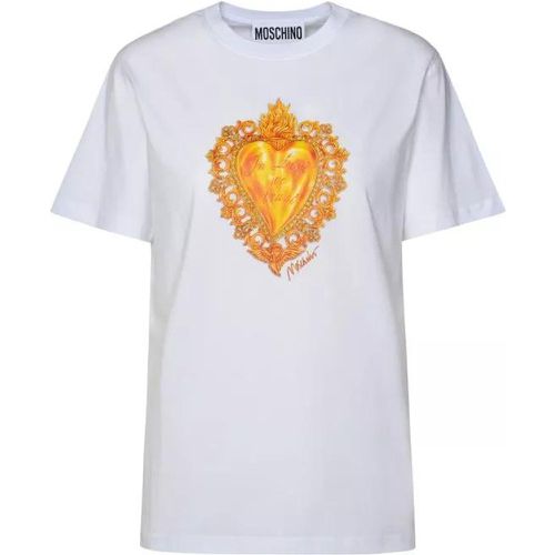 White Cotton T-Shirt - Größe 38 - white - Moschino - Modalova