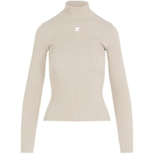 Cappuccino Roll Neck Ribbed Jumper - Größe XS - beige - Courrèges - Modalova