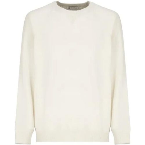 Ivory Virgin Wool, Cashmere And Silk Sweater - Größe S - BRUNELLO CUCINELLI - Modalova