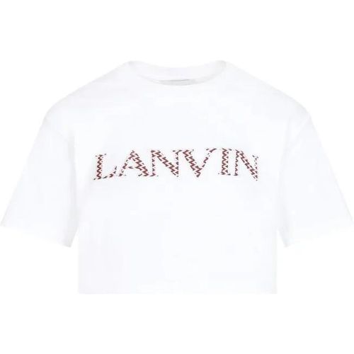 Optic White Cotton Curb Embroidered Cropped T-Shir - Größe S - weiß - Lanvin - Modalova