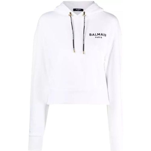 Flocked-Logo Cropped Hoodie - Größe L - Balmain - Modalova