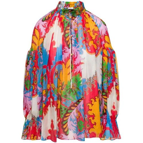 Multicolor Blouse With Puff Sleeves And All-Over G - Größe 42 - multi - ETRO - Modalova