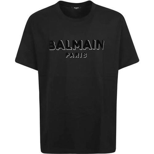 Pure Cotton Crew Neck T-Shirt With Logo Detail - Größe M - Balmain - Modalova