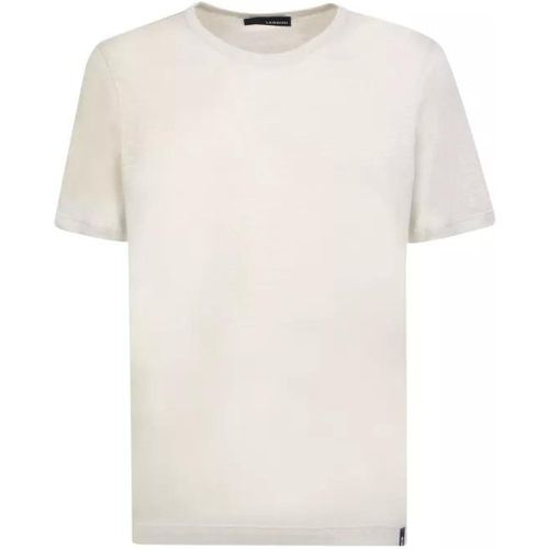 Cream Linen T-Shirt - Größe 48 - Lardini - Modalova