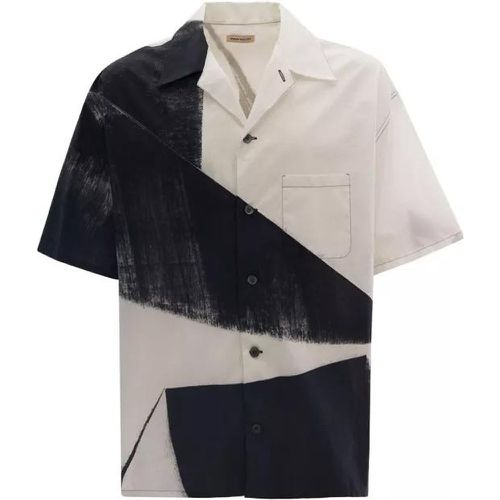 Black And White Shirt With Brushstroke Print All-O - Größe 15 ¾ - black - alexander mcqueen - Modalova