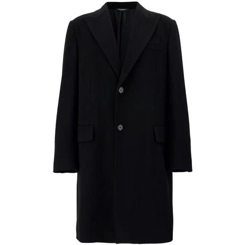 Black Single-Breasted Coat In Wool - Größe 48 - black - Dolce&Gabbana - Modalova