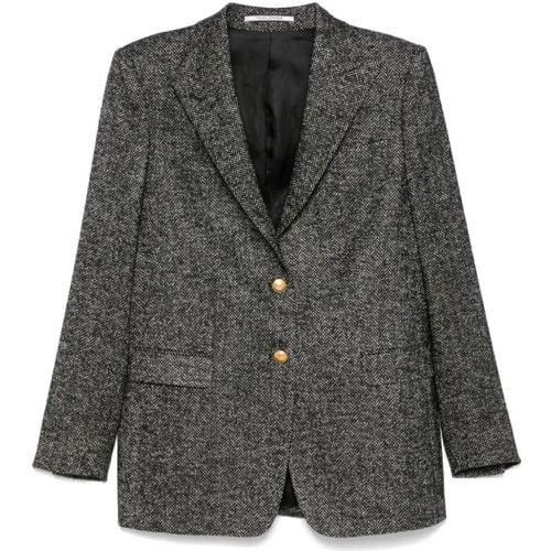 Black/White Wool Blend Herringbone Blazer - Größe 40 - Tagliatore - Modalova