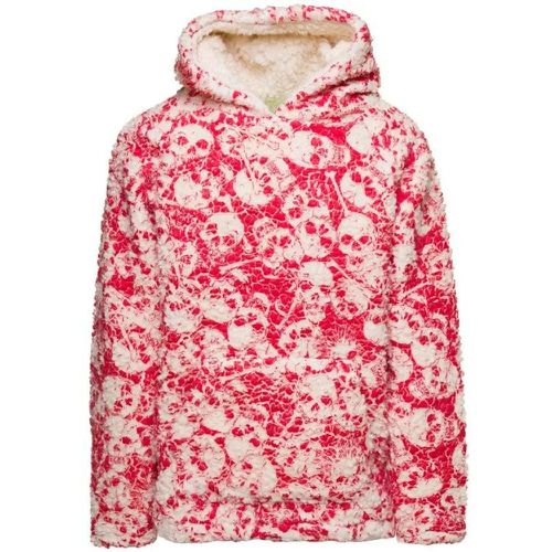 Red And White Sweatshirt With All-Over Skull In Fl - Größe L - red - Erl - Modalova