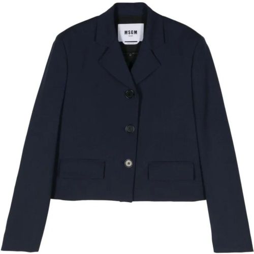 Navy Blue Short Jacket With Button Closure - Größe 38 - MSGM - Modalova