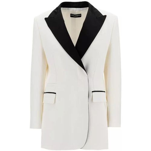 White Double-Breasted Jacket With Peak Revers In V - Größe 42 - white - Dolce&Gabbana - Modalova