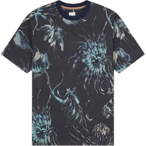 T-shirt navy Print Fleurs turquoise M1R 919T NP472 - Größe L - Paul Smith - Modalova