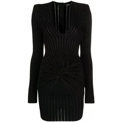 Ribbed-Knit Long-Sleeve Dress - Größe 36 - black - Balmain - Modalova