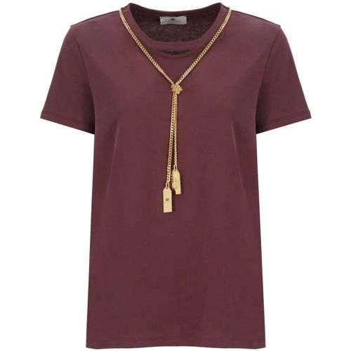 Cotton T-Shirt With Charms - Größe 40 - rot - Elisabetta Franchi - Modalova